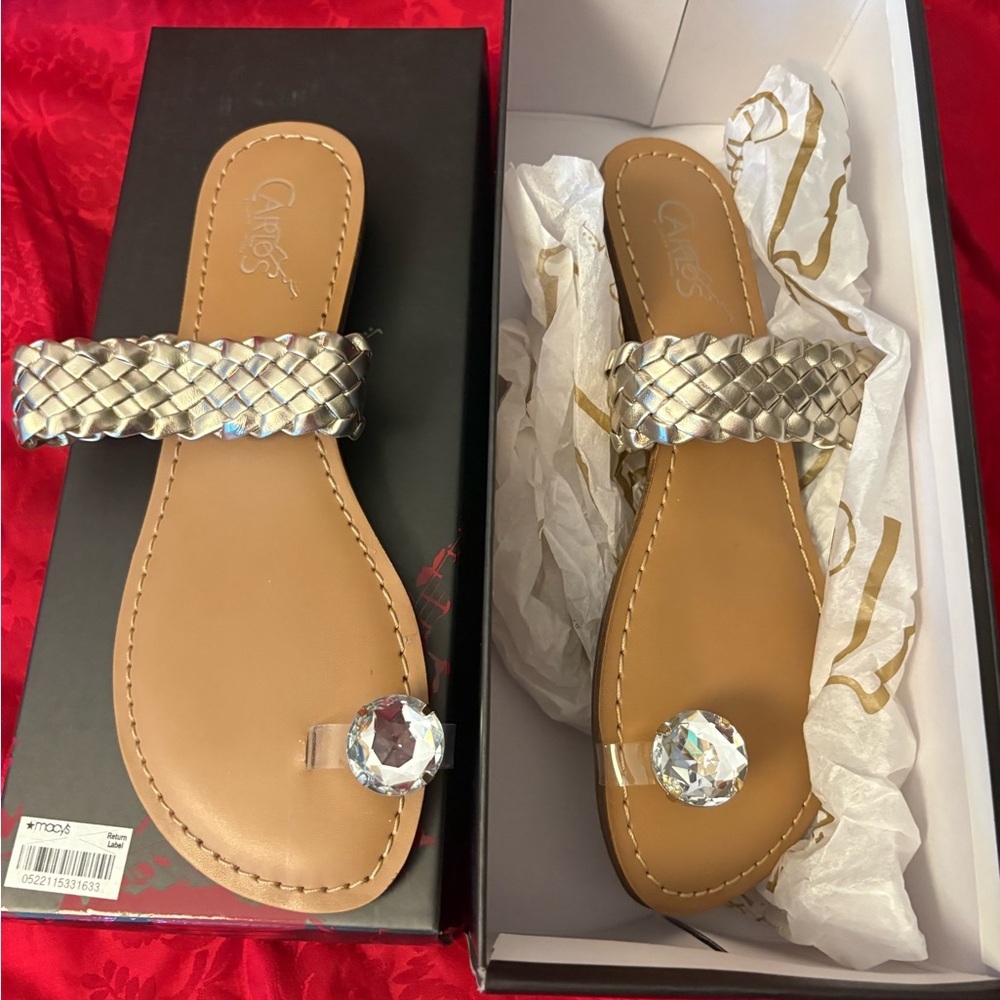 Carlos by Carlos Santana Silver and Tan Sandals